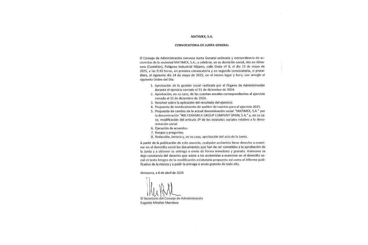 CONVOCATORIA JUNTA GENERAL